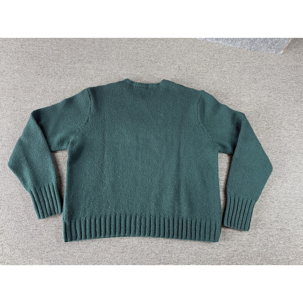 Vintage Polo Ralph Lauren Sweater Mens XL Green Lambswool Dog Hand Knit RL01 - Picture 4 of 10